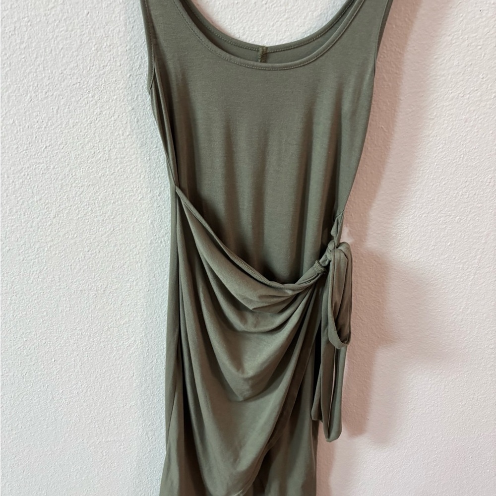 SHEIN Green Ruched Tie Front Asymmetrical Dress SIZE MEDIUM